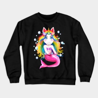 Unicorn Mermaid Rainbow Girls Mermicorn Cute Gift- Crewneck Sweatshirt